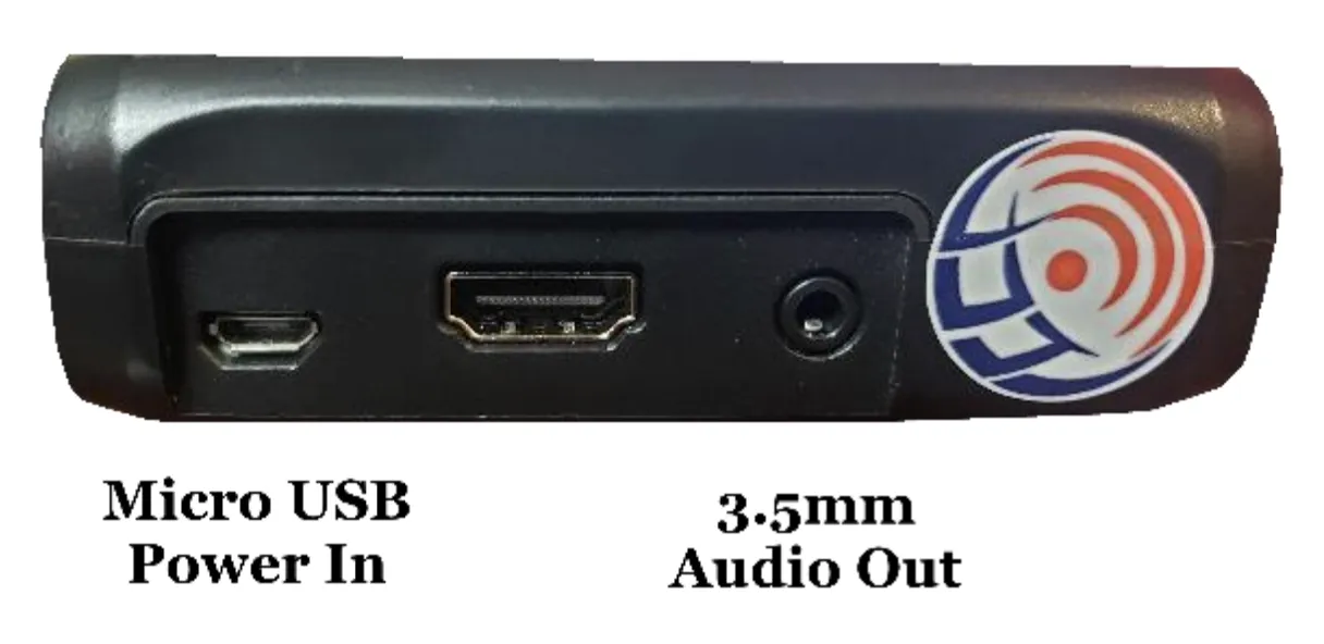 Hub side — Micro USB Power In and 3.5mm Audio Out
